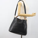 GUCCI Bamboo Shoulder Bag Leather 2way Black Gold 001 1577 3444 Auth BA13349-23