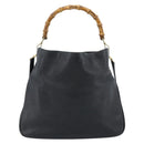 GUCCI Bamboo Shoulder Bag Leather 2way Black Gold 001 1577 3444 Auth BA13349-2