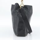 GUCCI Bamboo Shoulder Bag Leather 2way Black Gold 001 1577 3444 Auth BA13349-3
