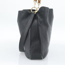 GUCCI Bamboo Shoulder Bag Leather 2way Black Gold 001 1577 3444 Auth BA13349-4