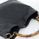 GUCCI Bamboo Shoulder Bag Leather 2way Black Gold 001 1577 3444 Auth BA13349-6