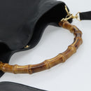 GUCCI Bamboo Shoulder Bag Leather 2way Black Gold 001 1577 3444 Auth BA13349-7