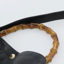 GUCCI Bamboo Shoulder Bag Leather 2way Black Gold 001 1577 3444 Auth BA13349-8