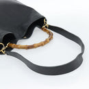 GUCCI Bamboo Shoulder Bag Leather 2way Black Gold 001 1577 3444 Auth BA13349-9