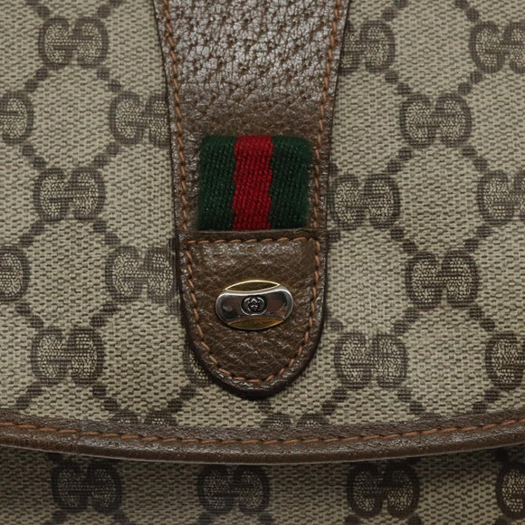 GUCCI GG Supreme Web Sherry Line Bag PVC Leather Beige 89 01 030 Auth BA1335