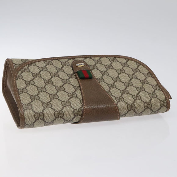 GUCCI GG Supreme Web Sherry Line Bag PVC Leather Beige 89 01 030 Auth BA1335