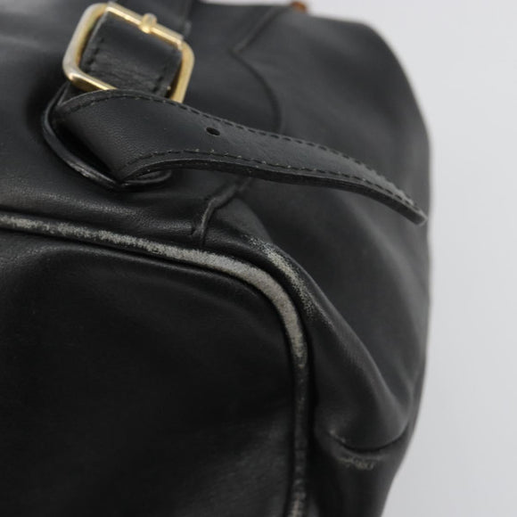 GUCCI Bamboo Backpack Leather Black Gold 003 2058 0016 Auth BA13350
