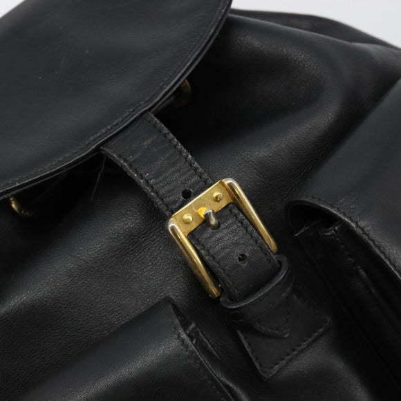 GUCCI Bamboo Backpack Leather Black Gold 003 2058 0016 Auth BA13350