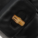 GUCCI Bamboo Backpack Leather Black Gold 003 2058 0016 Auth BA13350-20