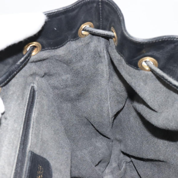 GUCCI Bamboo Backpack Leather Black Gold 003 2058 0016 Auth BA13350
