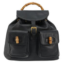 GUCCI Bamboo Backpack Leather Black Gold 003 2058 0016 Auth BA13350-13