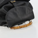 GUCCI Bamboo Backpack Leather Black Gold 003 2058 0016 Auth BA13350-6