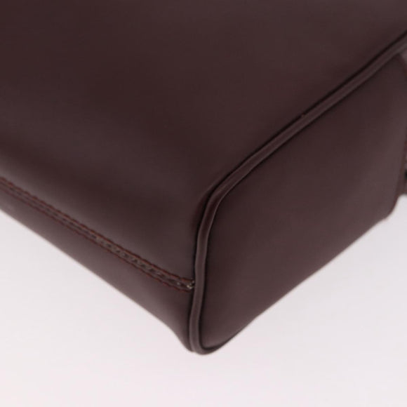 Salvatore Ferragamo Gancini Shoulder Bag Leather Bordeaux Silver Auth BA13351A