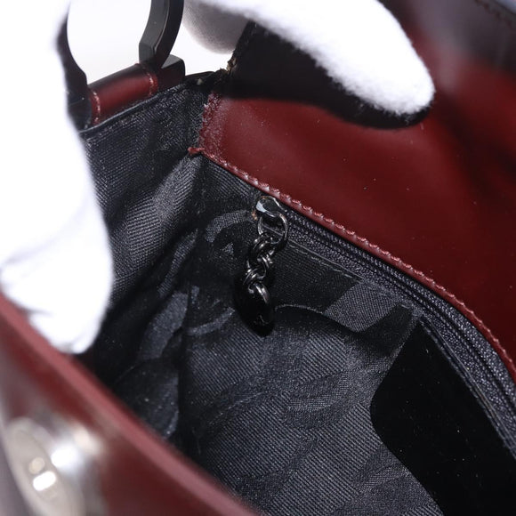 Salvatore Ferragamo Gancini Shoulder Bag Leather Bordeaux Silver Auth BA13351A