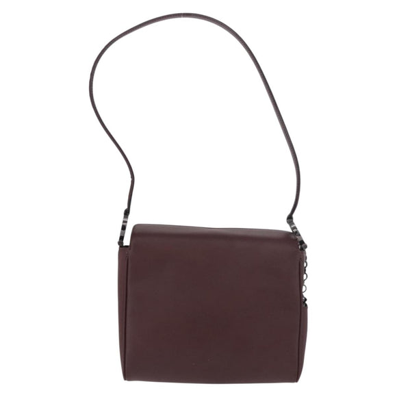 Salvatore Ferragamo Gancini Shoulder Bag Leather Bordeaux Silver Auth BA13351A