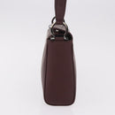 Salvatore Ferragamo Gancini Shoulder Bag Leather Bordeaux Silver Auth BA13351A-4
