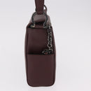 Salvatore Ferragamo Gancini Shoulder Bag Leather Bordeaux Silver Auth BA13351A-5