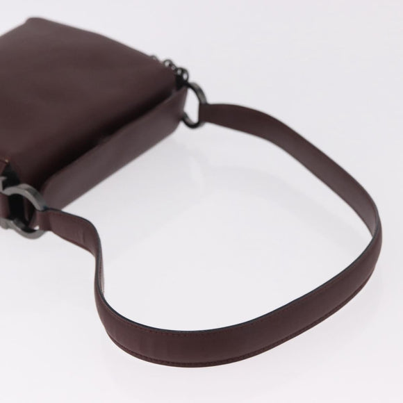 Salvatore Ferragamo Gancini Shoulder Bag Leather Bordeaux Silver Auth BA13351A
