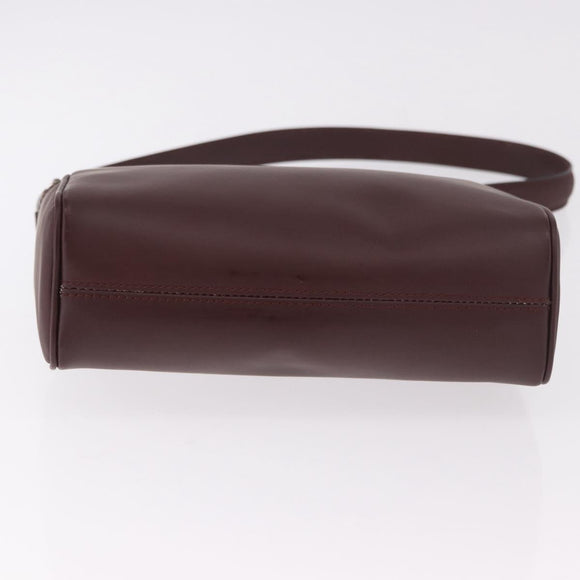 Salvatore Ferragamo Gancini Shoulder Bag Leather Bordeaux Silver Auth BA13351A