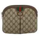GUCCI GG Supreme Web Sherry Line Bag PVC Beige Gold 904 02 047 Auth BA13353-2