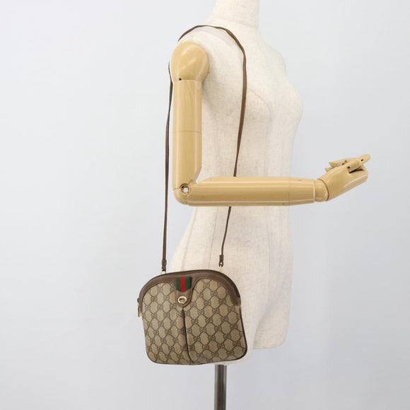 GUCCI GG Supreme Web Sherry Line Bag PVC Beige Gold 904 02 047 Auth BA13353