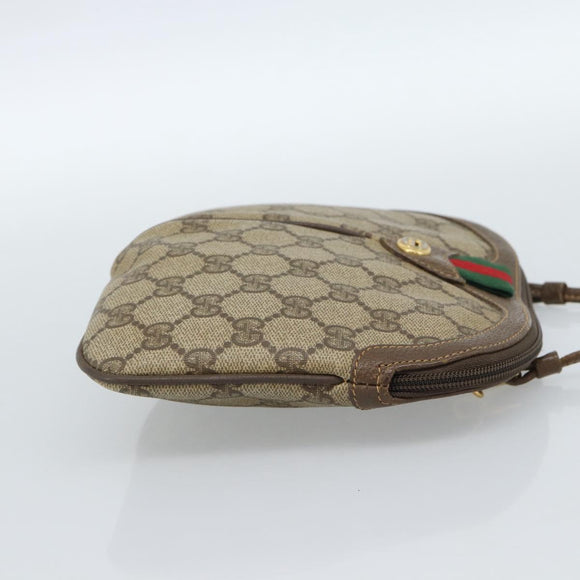 GUCCI GG Supreme Web Sherry Line Bag PVC Beige Gold 904 02 047 Auth BA13353