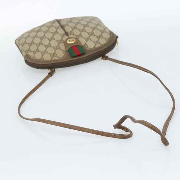 GUCCI GG Supreme Web Sherry Line Bag PVC Beige Gold 904 02 047 Auth BA13353