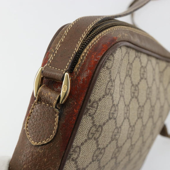GUCCI GG Supreme Schultertasche PVC Beige Gold 001 58 6594 Auth BA13354