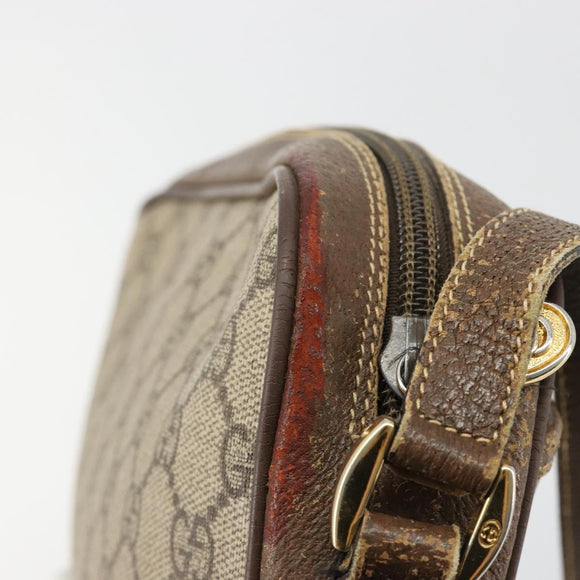 GUCCI GG Supreme Schultertasche PVC Beige Gold 001 58 6594 Auth BA13354