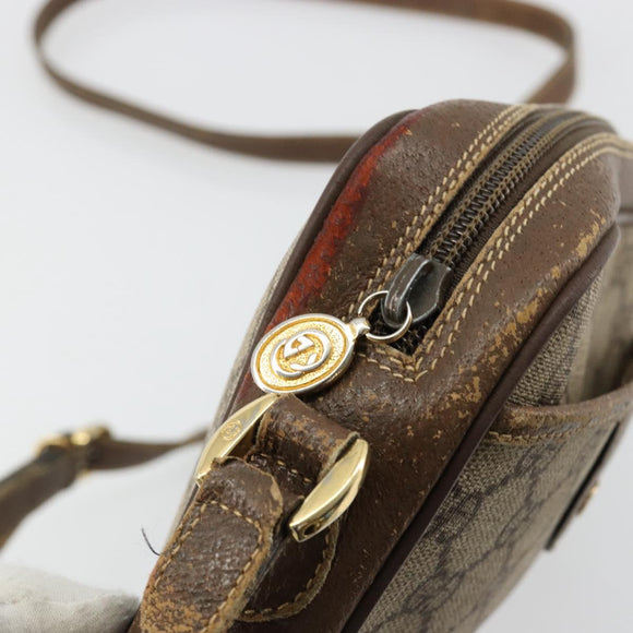 GUCCI GG Supreme Schultertasche PVC Beige Gold 001 58 6594 Auth BA13354