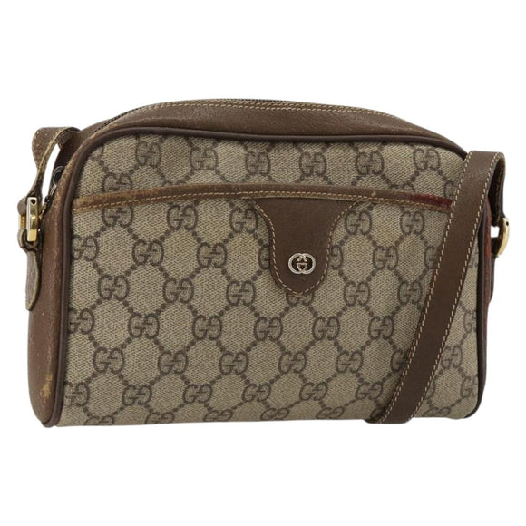 GUCCI GG Supreme Schultertasche PVC Beige Gold 001 58 6594 Auth BA13354