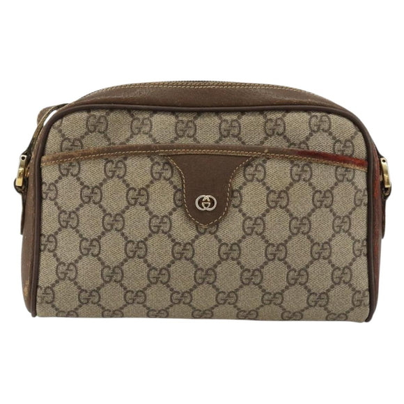 GUCCI GG Supreme Schultertasche PVC Beige Gold 001 58 6594 Auth BA13354