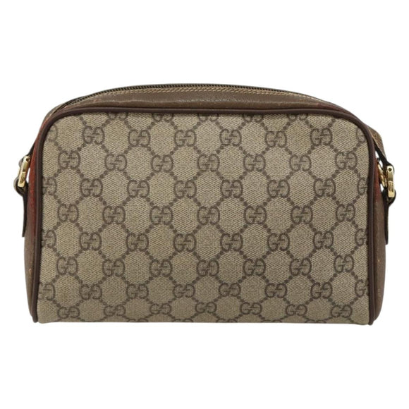 GUCCI GG Supreme Schultertasche PVC Beige Gold 001 58 6594 Auth BA13354