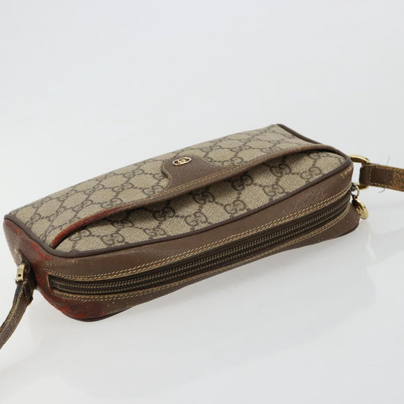 GUCCI GG Supreme Schultertasche PVC Beige Gold 001 58 6594 Auth BA13354