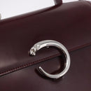 CARTIER Hand Bag Leather 2way Bordeaux Silver Auth BA13356V-19