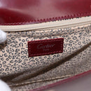 CARTIER Hand Bag Leather 2way Bordeaux Silver Auth BA13356V-21