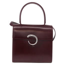 CARTIER Hand Bag Leather 2way Bordeaux Silver Auth BA13356V-13