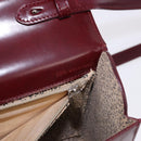 CARTIER Hand Bag Leather 2way Bordeaux Silver Auth BA13356V-11