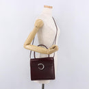 CARTIER Hand Bag Leather 2way Bordeaux Silver Auth BA13356V-26