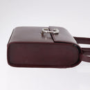 CARTIER Hand Bag Leather 2way Bordeaux Silver Auth BA13356V-3