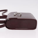 CARTIER Hand Bag Leather 2way Bordeaux Silver Auth BA13356V-4