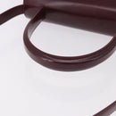 CARTIER Hand Bag Leather 2way Bordeaux Silver Auth BA13356V-7