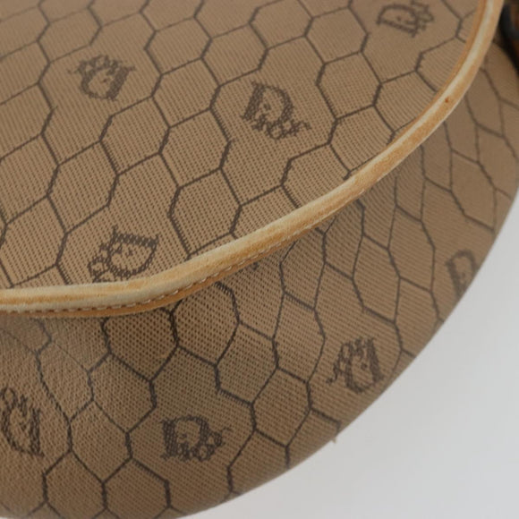 Christian Dior Honeycomb Canvas Shoulder Bag PVC Beige Gold Auth BA13357