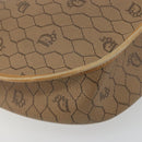 Christian Dior Honeycomb Canvas Shoulder Bag PVC Beige Gold Auth BA13357-13