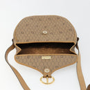 Christian Dior Honeycomb Canvas Shoulder Bag PVC Beige Gold Auth BA13357-15