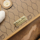 Christian Dior Honeycomb Canvas Shoulder Bag PVC Beige Gold Auth BA13357-16