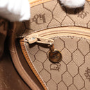Christian Dior Honeycomb Canvas Shoulder Bag PVC Beige Gold Auth BA13357-21