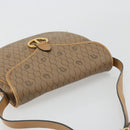 Christian Dior Honeycomb Canvas Shoulder Bag PVC Beige Gold Auth BA13357-6