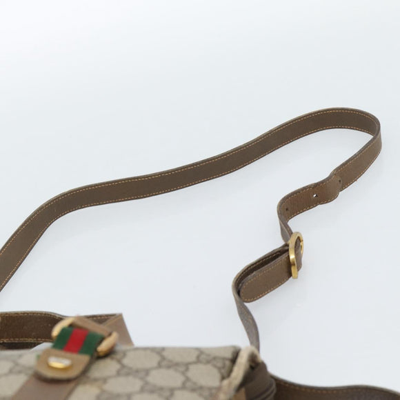 GUCCI GG Supreme Web Sherry Line Tas PVC 2-weg Beige Goud 41 02 039 Authentiek BA13358