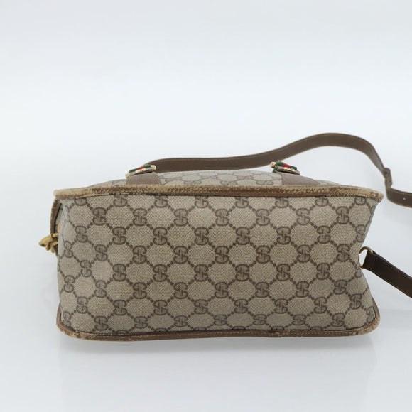 GUCCI GG Supreme Web Sherry Line Tas PVC 2-weg Beige Goud 41 02 039 Authentiek BA13358